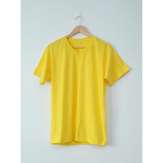 เสื้อยืด  เสื้อยืดสีพื้น Cotton 100% เหลือง "ผ้านุ่ม ใส่สบาย" มีเก็บปลายทาง