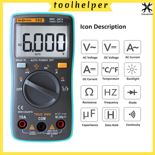 【ใหม่】Richmeters Rms เครื่องทดสอบแรงดันไฟฟ้าโวลต์มิเตอร์ โอห์มมิเตอร์ พร้อมจอแสดงแบบ LCD