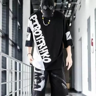 Freedom Boy✨ชุดเซทเสื้อ+กางเกงขาสั้นผู้ชาย แฟชั่นสไตล์เกาหลี