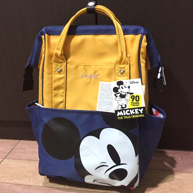 ส่งต่อ⚡️Anello Disney Mickey Polyester Canvas Backpack Limited Edition สีทูโทน (เหลือง-กรม) Classic size