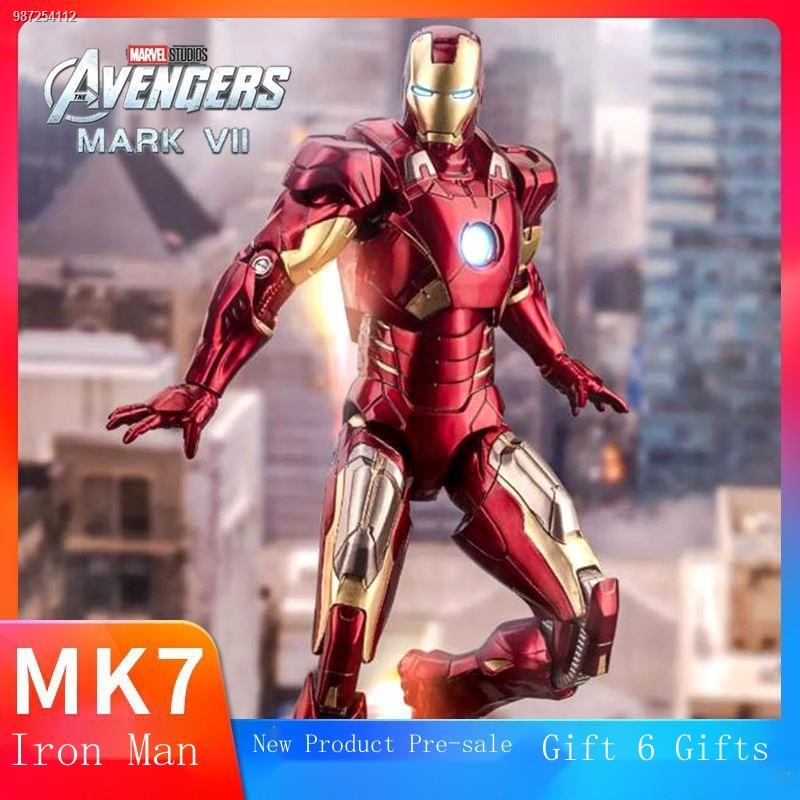 เตรียมจัดส่ง▨Zhongdong mk7 Iron Man hand-made mk6 Marvel Avengers 3 doll luminous base bracket model toy model