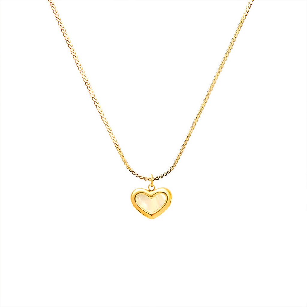 Vnox Ins Shell Heart Pendant Necklace,18K Gold Tone Adjustable Chain Link for Women Girls