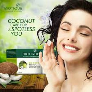 Biotique coconut Cream ครีมลดฝ้า กระ จุดด่างดำ 50ml กระจ่างใส รักษาฝ้า บำรุงผิวขาว ออแกนิค สมุนไพร อินเดีย แท้100%