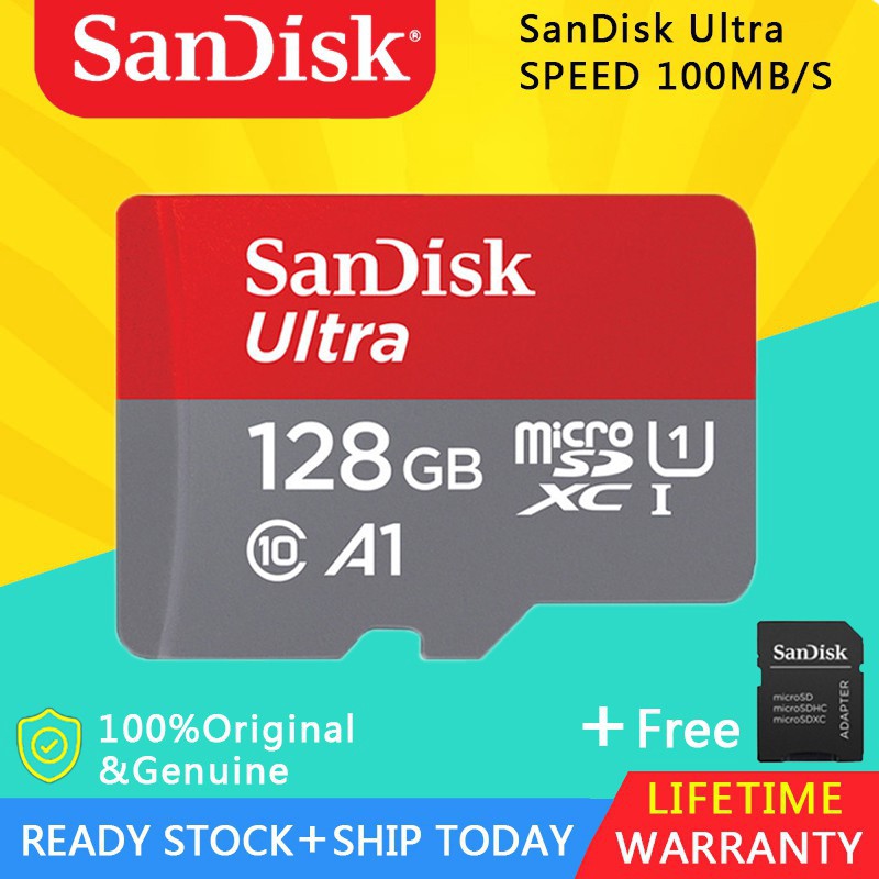 Ultra Memory Card 64GB 128GB Micro SD UHS1 C10 A1 100MBs Read Speed