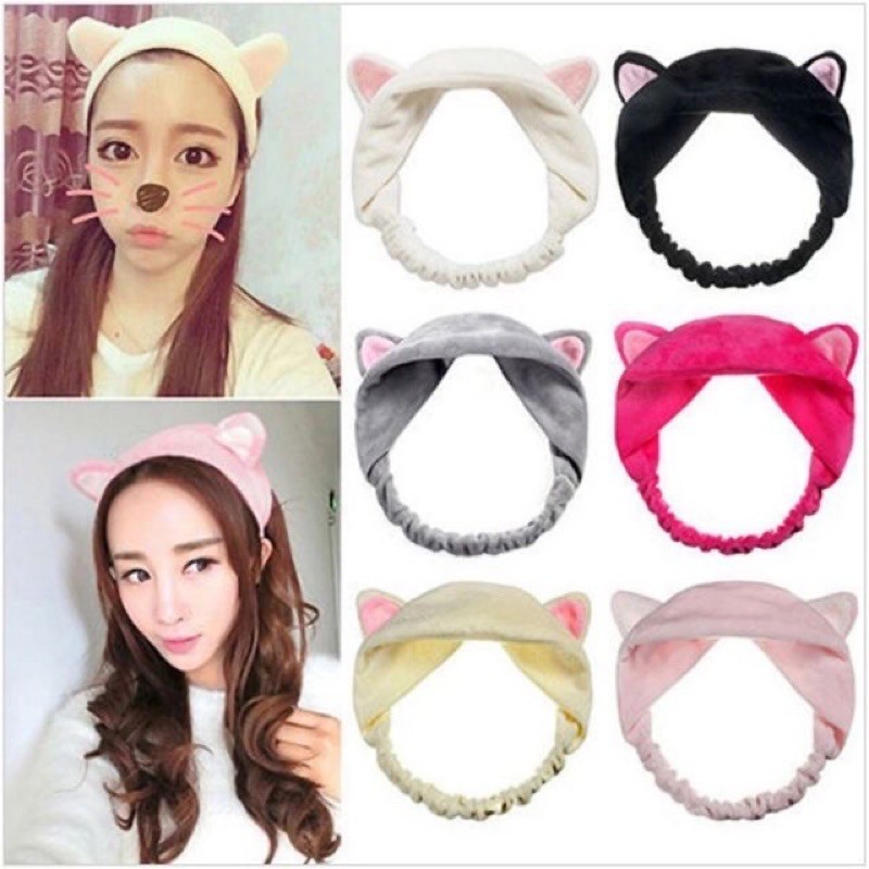 ผ้าคาดผมหูแมว shower cap12