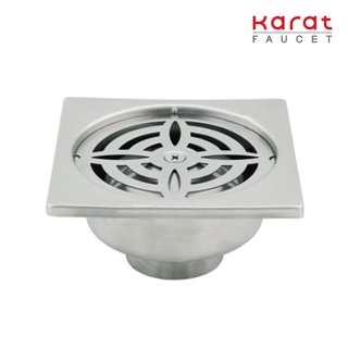 Karat Faucet ตะแกรงกันกลิ่นแบบเหลี่ยมต่อท่อ PVC ขนาด Ø 2.5-4  นิ้ว หน้าแปลน 4.5 นิ้ว (สเตนเลส 304) รุ่น KA-57-832-ST