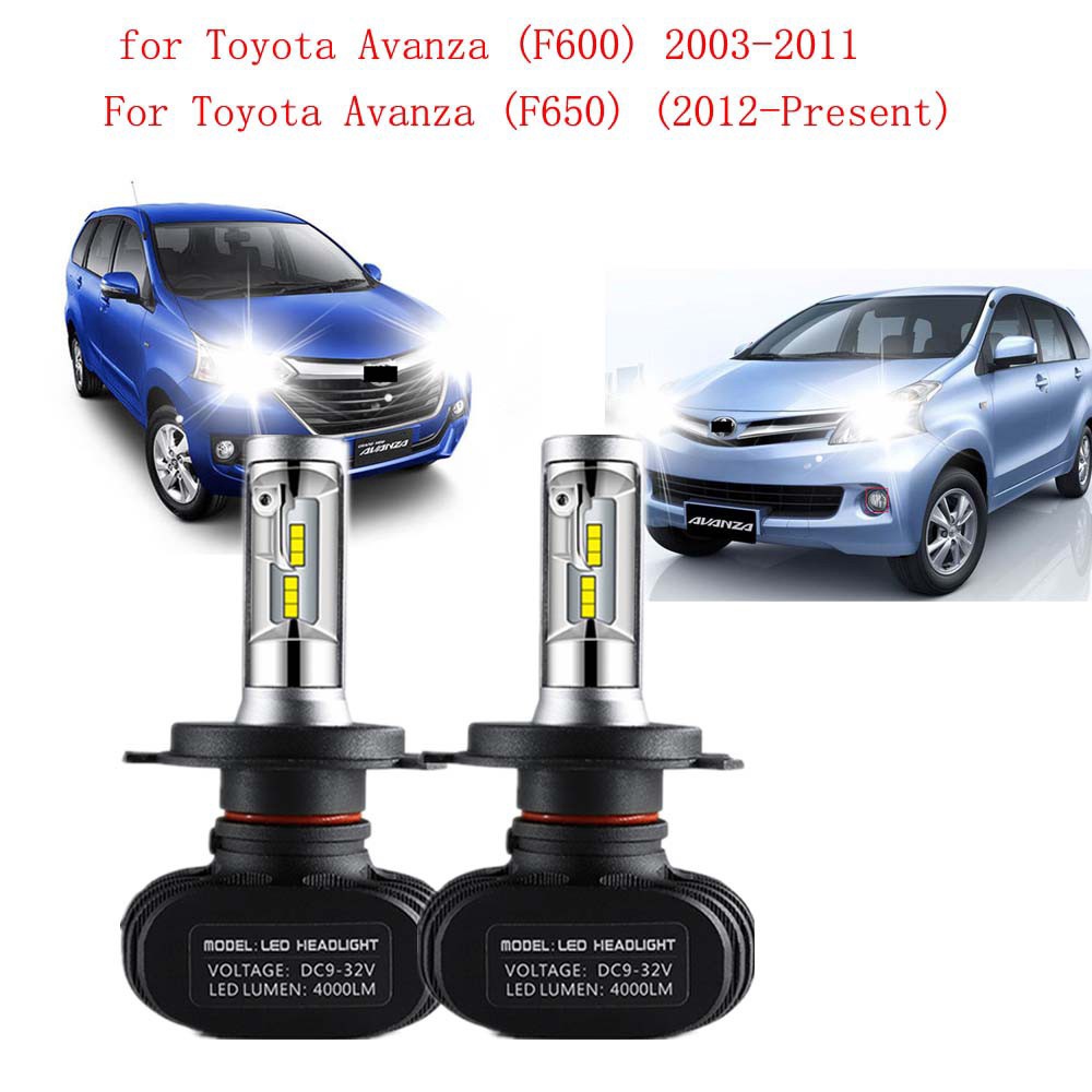2PC LED HeadLight H4 หลอดไฟสําหรับ Toyota Avanza (F650) 12-ปัจจุบัน) Toyota Avanza (F600)03-11