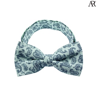 ANGELINO RUFOLO Bow Tie ผ้าไหมทอผสมคอตตอนคุณภาพเยี่ยม โบว์หูกระต่ายผู้ชาย ดีไซน์ Paisley สีน้ำตาล/สีเทอร์ควอยซ์/สีส้ม