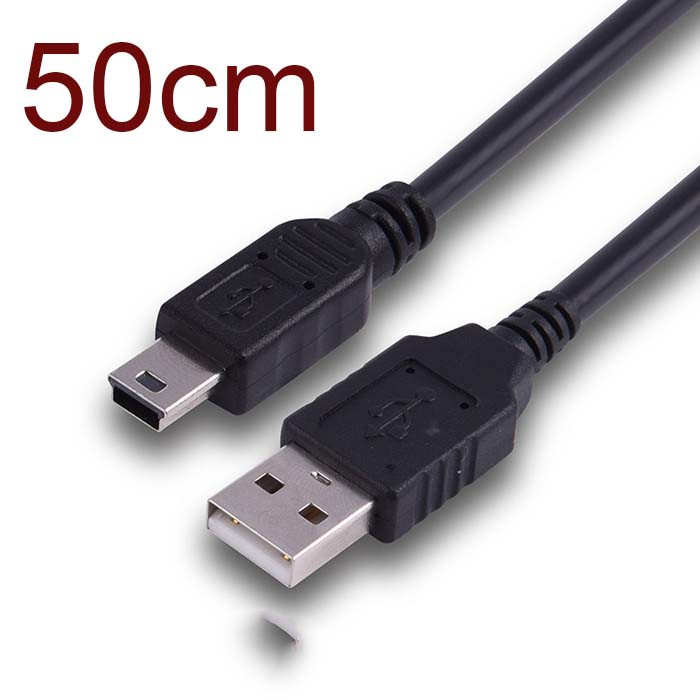 ที่ดีที่สุดสีดํา USB 2.0 A ชาย Mini 5Pin B สายชาร์จข้อมูลสายไฟ 50 ซม.0406