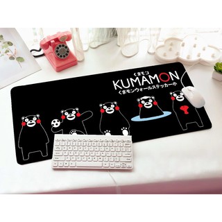 แผ่นรอง คีย์บอร์ด รองคีย์บอร์ด keyboard ลาย KUMAMON B คุมะมง ดำ  ขนาด 30 x 70 cm แผ่นหนานุ่ม มียางกันลื่น ด้านใต้   PMYL