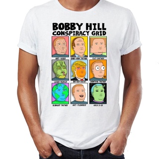 เสื้อยืดสีขาวเสื้อยืด ผ้าฝ้าย พิมพ์ลาย King of the Hill Bobby Conspiracy ตลกS-4XL