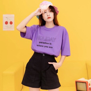 97X - HOLIDAY | เสื้อoversize เสื้อยืด เสื้อสีม่วง (พร้อมส่ง)