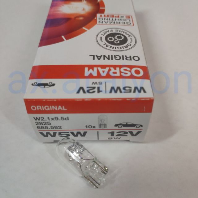 หลอดไฟ T10 12V 5W OSRAM แท้100% #2825 (10หลอด)
