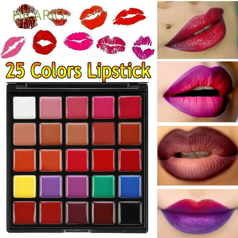 Hilario เครื่องสําอางพาเลทลิปสติกลิปกลอสสีนู้ดติดทนนาน 25 สี