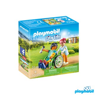 Playmobil 70193  Hospital Patient in Wheelchair แอ็คชั่นฟิกเกอร์  โรงพยาบาล พยาบาลและผู้ป่วยนั่งรถวีลแชร์