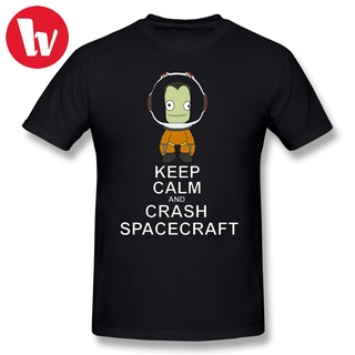 เสื้อยืดแขนสั้น ผ้าฝ้าย 100 พิมพ์ลายการ์ตูน Keep Calm Kerbal Space Program พลัสไซซ์ แฟชั่นฤดูร้อน สําหรับผู้ชาย