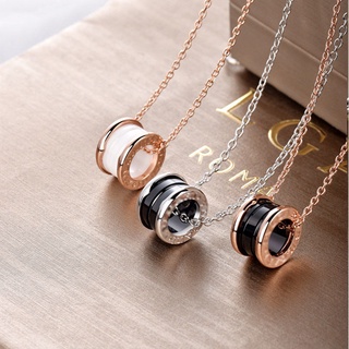 Bvlgari สร้อยคอเซรามิค จี้รูปคนดังตัวเล็ก สีดํา เครื่องประดับสตรี G831