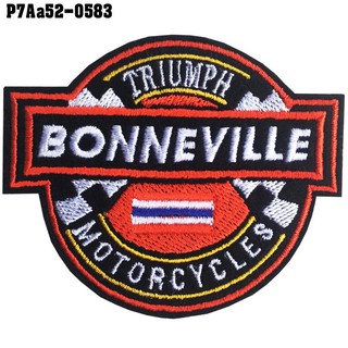 อาร์มปักลาย TRIUMPH BONNEVILLE /Size 7*7cm #ปักขาวแดงน้ำเงินดำเหลืองพื้นดำ งานปักราคาดีสมราคา No.P7Aa52-0583 พร้อมส่ง!!!