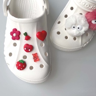 CROCS [Charming Deco] กระดุมน่ารัก สีแดง อุปกรณ์เสริม สําหรับตกแต่งรองเท้าผ้าใบ Diy