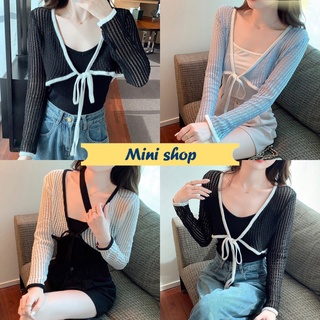 Mini shop🌸พร้อมส่ง🌸 (5763) เสื้อคลุมถักไหมพรม ผ้าบางใส่ซีทรูสุดเซ็กซี่ของมันต้องมี