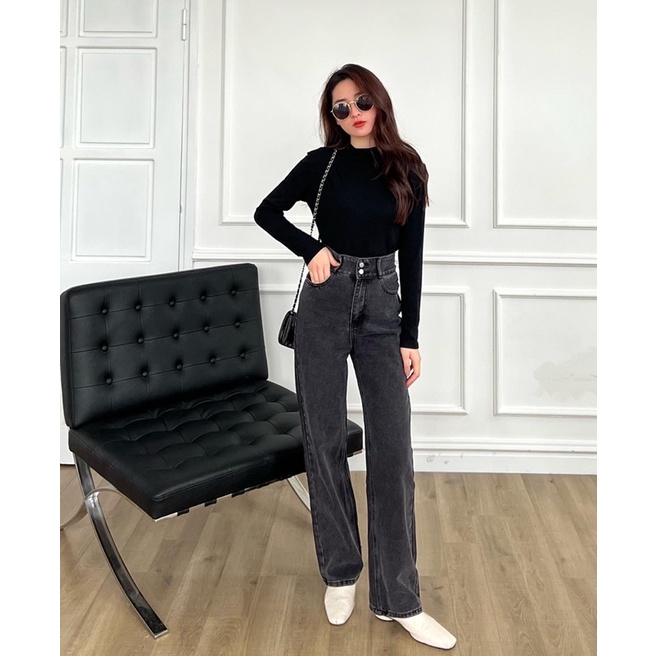 กางเกงยีนส์ 2 ปุ่มแนวตั้ง Mosequeen