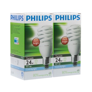 Therichbuyer หลอดประหยัดไฟ 24 วัตต์ Cool Daylight PHILIPS รุ่น TORNADO TWIN PACK E27 (แพ็ค 2 หลอด)