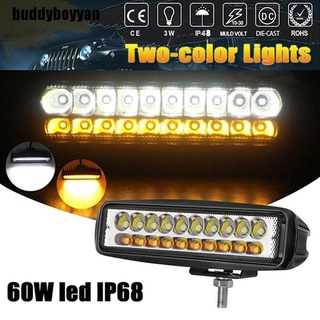 Bbth บาร์ไฟ LED 60W 6 นิ้ว สีขาว และสีเหลืองอําพัน กันน้ํา สําหรับรถยนต์ 1 ชิ้น