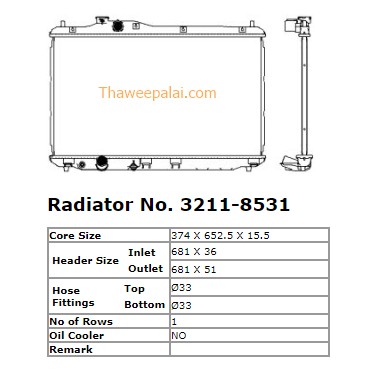 ADR หม้อน้ำ Honda Civic FB เครื่อง1.8,2.0 ปี2012-2015 เกียร์AT/MT /  3211-8545C, 3211-8531C