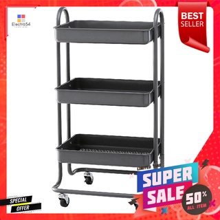 ชั้นวางของ 3 ชั้น มีล้อ STACKO ST25346 46x39.5x87 ซม. สีเทา3 TIER SHELVES WITH WHEELS STACKO ST25346 46X39.5X87CM GREY