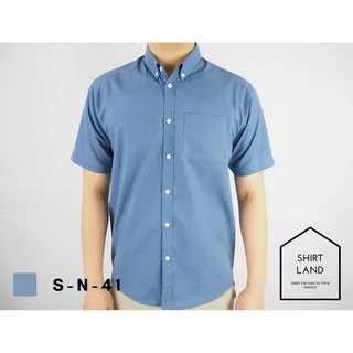 คอปก/แขนสั้น (สีเข้ม) M/L/XL ผ้า OXFORD - SHIRT LAND เสื้อเชิ้ตผู้ชาย Short Sleeve Shirt