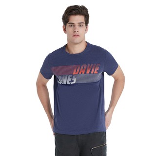 DAVIE JONES เสื้อยืดพิมพ์ลาย สีน้ำเงิน Graphic Print T-Shirt in blue TB0185BL