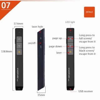 รีโมทพรีเซนต์ ไร้สาย พร้อมเลเซอร์​แสงสีแดง พ้อยเตอร์ Knorvay Wireless Presenter with Laser Pointer N26C