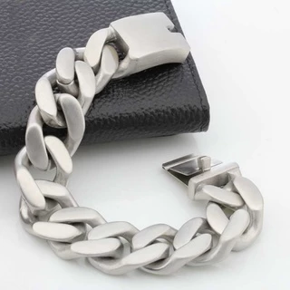 หนักขนาดใหญ่สีเงิน Cuban Curb Casting Link Chain สร้อยข้อมือ 316L สแตนเลส Cool Men กําไลข้อมือเครื่องประดับ 20 มม.