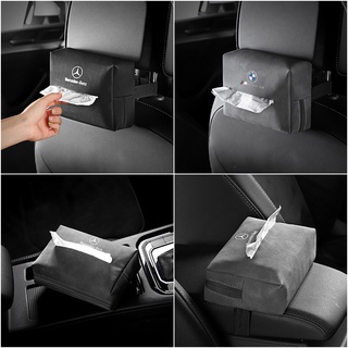 Flip Fur Car Tissue Box Mercedes-Benz BMW Audi Hanging Net Red Armrest Box Interior Storage Bag Sanitary Tissue Box Set