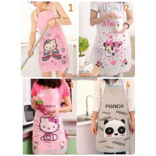 ผ้ากันเปื้อนพลาสติก กันน้ำHello Kitty + PANDA + Minnie Mouse