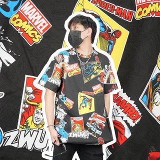 Power 7 Shop เสื้อยืดการ์ตูน ลาย มาเวล เสื้อยืดลิขสิทธิ์ ทรงโอเวอร์ไซส์ คอกลม แขนสั้น (MVP-012)