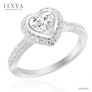 Lenya Jewelry แหวนเพชร DiamondLike รูปหัวใจ เพชรเม็ดใหญ่ใจกลางเรือน ล้อมรอบด้วย Cubic Zirconia อย่างมีสไตล์