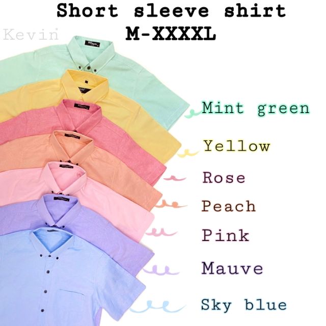 Kevin เสิ้อเชิ้ต แขนสั้น สีพื้น มีหลายสี ไซส์ M-XXXL Short Sleeve​ Oxford Shirts
