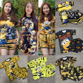 ชุดเซท2ชิ้นการ์ตูนมินเนี่ยน(เสื้อ+กางเกง) ชุดเซ็ท เสื้อการ์ตูน