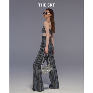 The SRT X7 Cotton Printed High Waisted Pants (TPN92) กางเกงเอวสูงทรงกระบอก ขอบเอวใหญ่ พิมพ์ลายซิกแซก