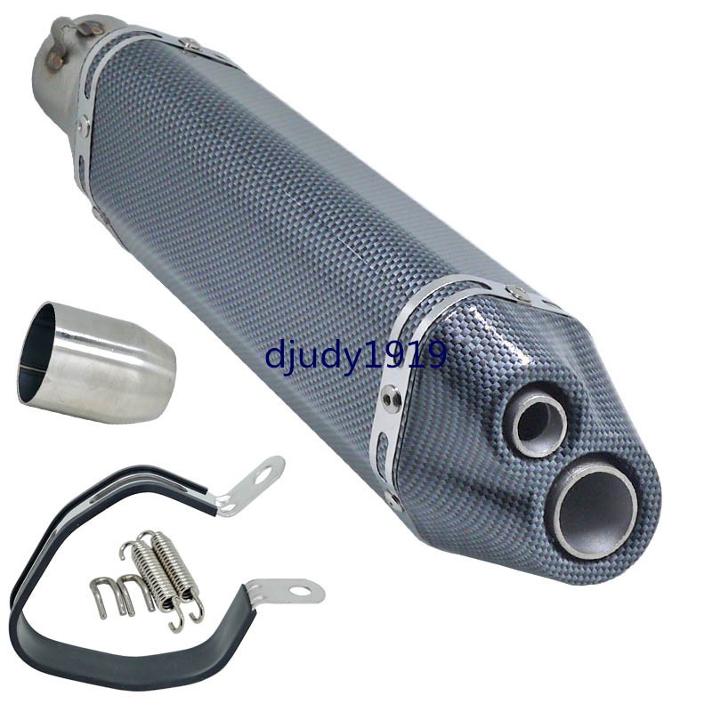 38-51MM Double Outlet คาร์บอนรถจักรยานยนต์ Silencer Muffler ท่อไอเสีย DB Killer