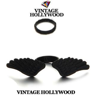 FS🔥💯🇹🇭 Vintage Hollywood Gun Black Set Ring แหวนชุดรูปปีกนางฟ้าสีรมดำ แหวนข้อนิ้วสไตล์เกาหลี