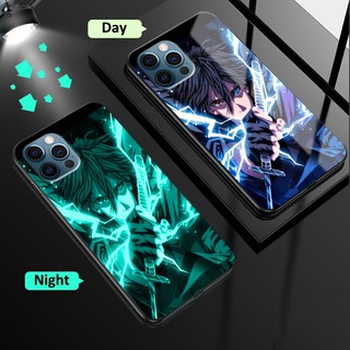 เคสโทรศัพท์มือถือแบบแก้วแข็ง กันกระแทก ลายการ์ตูนนารูโตะ เรืองแสงกลางคืน สําหรับ iPhone 11 11 Pro Max 12 12 Pro 6 6s 6 Plus 6s Plus 7 7 Plus 8 8 Plus