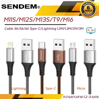 Sendem Cable Charger Woven Fabric IP/Micro/Type-C สายชาร์จ M11S/M12S/M13S ชาร์จเร็ว 1.2M/2M/3M สายชาร์จโทรศัพท์ สายถัก