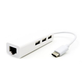 USB 3.1 Type C USB 2.0-C Multiple 3 Ports Hub with Ethernet Network LAN Adapter(white)