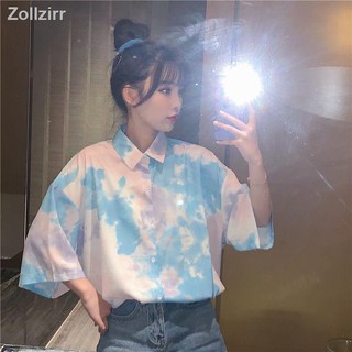 🍓สต็อกพร้อม🍓เสื้อมัดย้อม เสื้อยืด oversize เสื้อเชิ้ตผู้ชาย เสื้อครอป