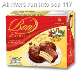 ♟BON GOLD บอนโกลด์ ช็อกโกแลตพาย ไส้ครีม ขนาด 28กรัม ยกกล่อง 12ซอง CHOCOLATE PIE