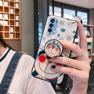 Cartoon Phone Case 2021 OPPO Reno 5Pro Reno 5 5G เคส Casing Blu-ray Doraemon With Bracket Case OPPO Reno 5 Soft Cover เคสโทรศัพท