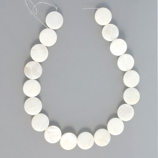 เปลือกหอยแท้ (mother-of-pearl) เม็ดกลมแบน (Flat Round) 20 mm. - (LZ-0391 สีขาว)