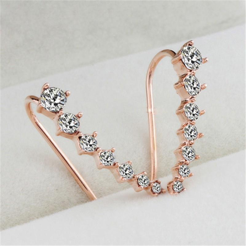 ต่างหูหนีบสีเงิน/สีทอง 18K ประดับพลอยเทียม สำหรับผู้หญิง 1 คู่
